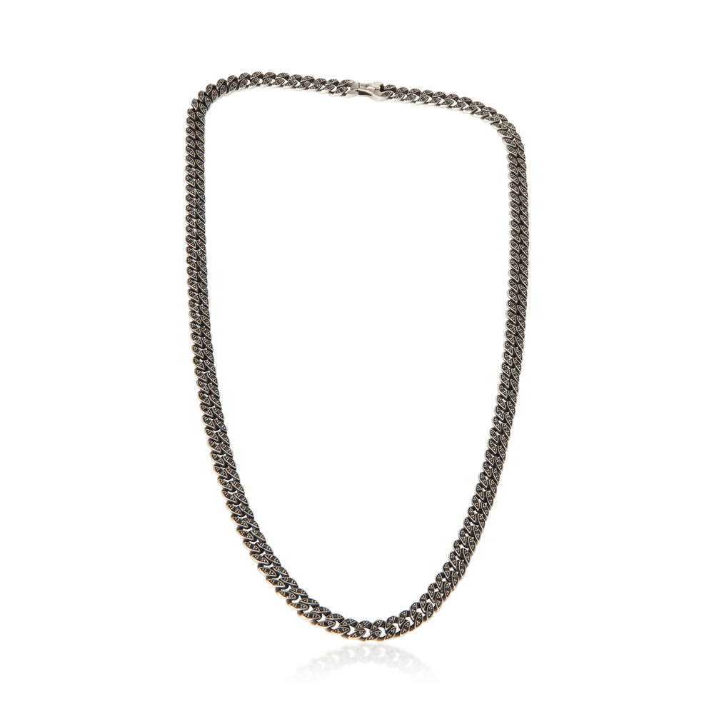 David Yurman Sterling Silver Diamond Curb Chain Necklace - Picture 2 of 5